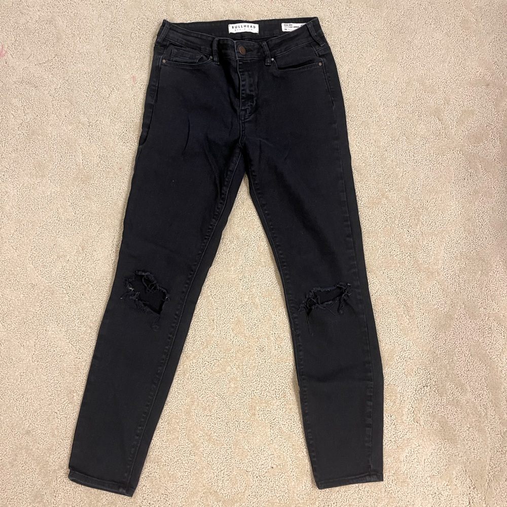 Black Ripped High Rise Skinny Jean